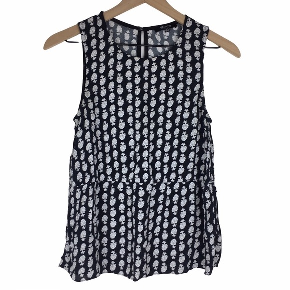 MADEWELL Peplum Top Tank Shell Sleeveless Bloomstamp Floral Boho Blouse Size XS - Picture 11 of 11